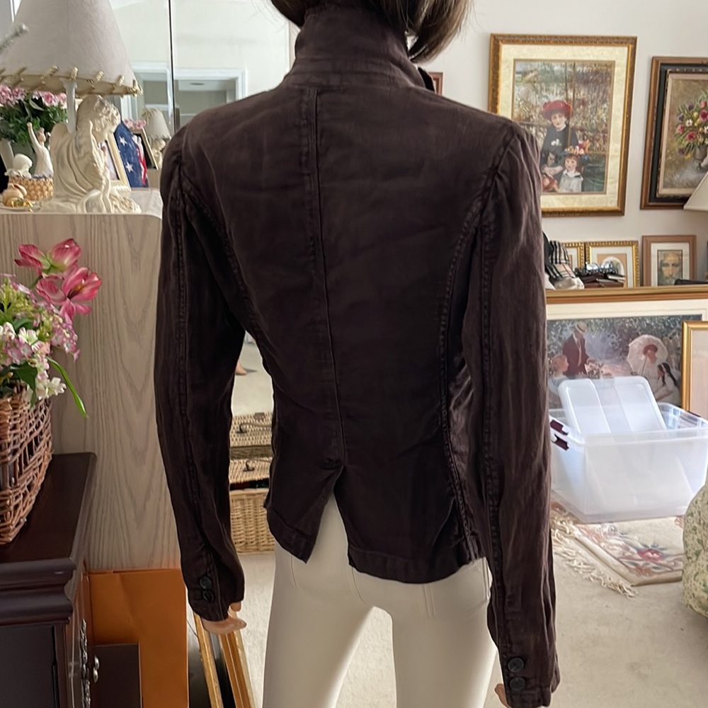 J. Crew 100% Linen Brown Distressed Jacket - Picture 5 of 12